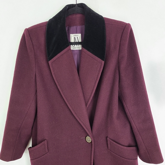 JONES of New York Wool Burgundy Long Coat - Picture 7 of 8